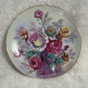 Vintage Vcagco Handmade Ceramic Japanese Plate Hand Painted Floral Design 8"